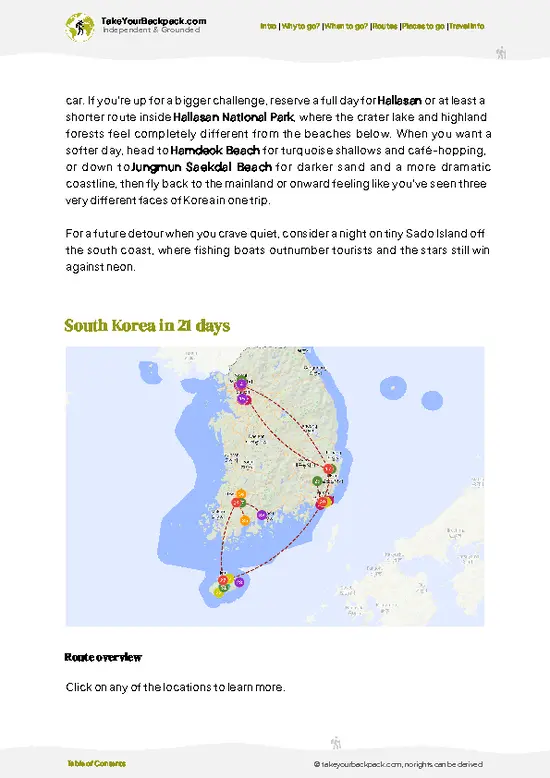 example page 4 from our offline Travel Guide for South Korea